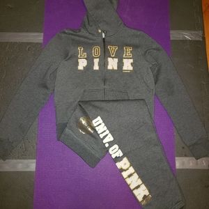 Victorias Secret PINK Gray & Gold Matching Sweats